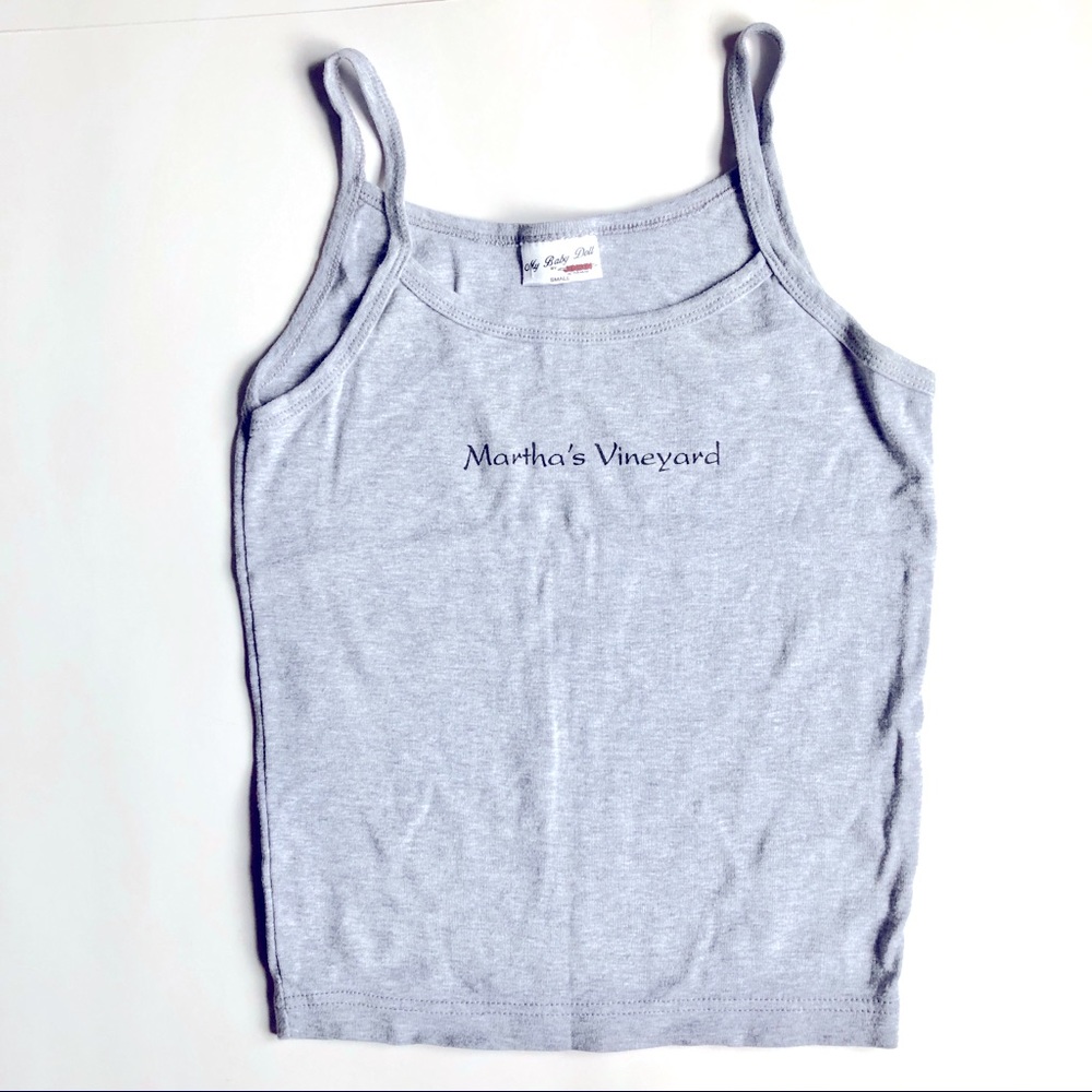 3/$15 Martha's Vineyard Tank Top MY BABY DOLL Cropped Small Gray Women’s